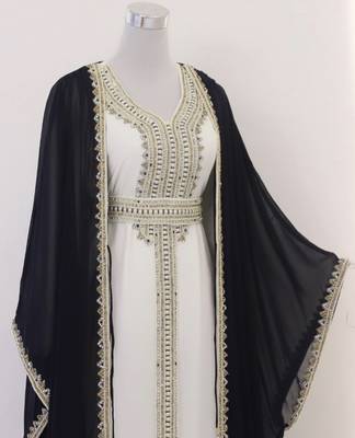 Black and White Georgette Zari Work Kaftan 2