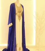 Blue & White Handcrafted Zari work Stitched Dress Georgette Kaftan Party Wear Wedding Dresses