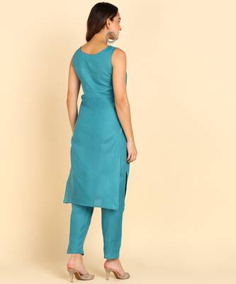 Jaipuri solid ethnic rayon kurti set for womens & girls 2