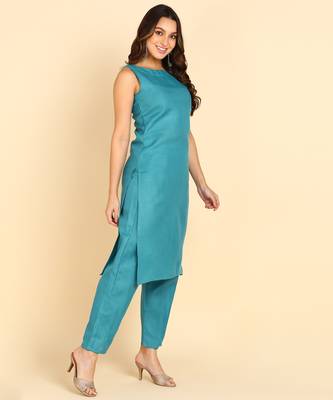 Jaipuri solid ethnic rayon kurti set for womens & girls 3