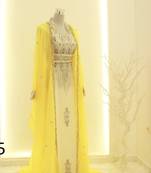 Yellow & White Handcrafted Zari work Stitched Dress Georgette Kaftan Party Wear Wedding Dresses