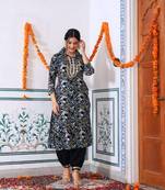 Rayon printed designer aghani style kurti with pant set for womens & girls