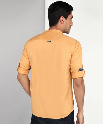 men's beige cotton casual short kurta 2