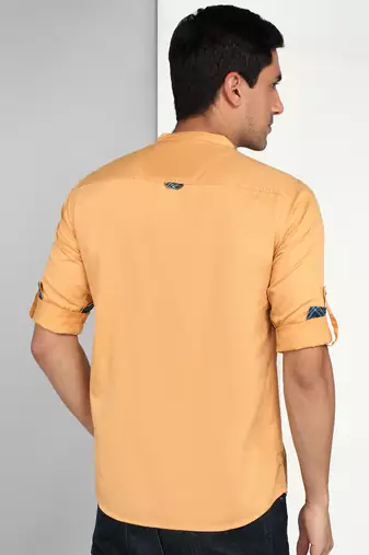 men's beige cotton casual short kurta