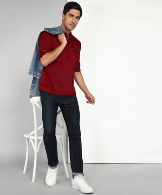 men's maroon cotton casual short kurta 4