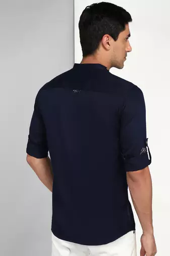 men's indigo blue cotton casual short kurta