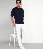 men's indigo blue cotton casual short kurta