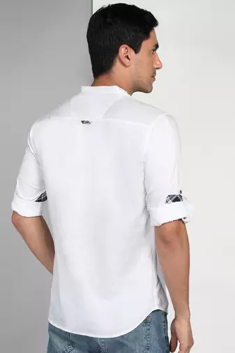 men's white cotton casual short kurta