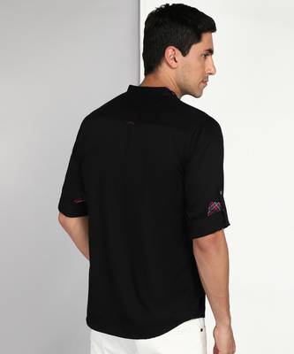 Kuons avenue men's black cotton casual short kurta 3