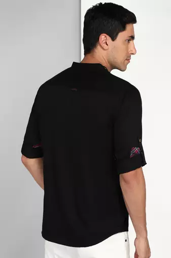 Kuons avenue men's black cotton casual short kurta