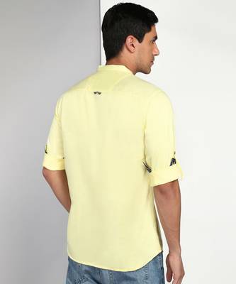 men's cream yellow cotton casual short kurta 3