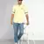men's cream yellow cotton casual short kurta