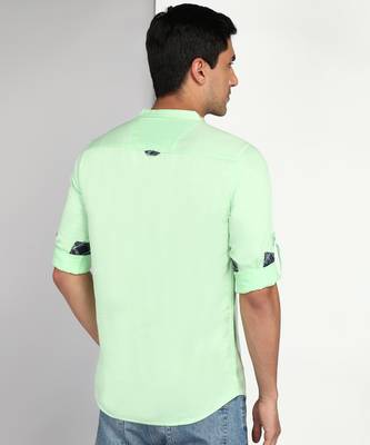 men's pista green cotton casual short kurta 2