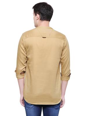 men's khaki cotton short casual kurta 2