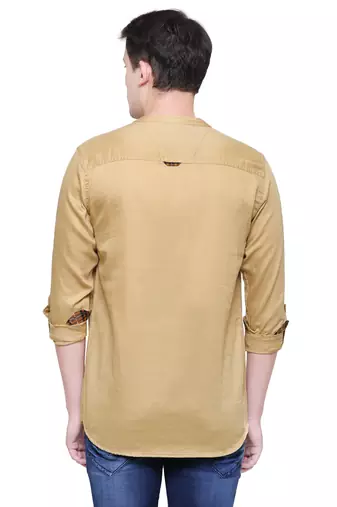 men's khaki cotton short casual kurta