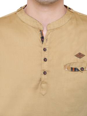 men's khaki cotton short casual kurta 5