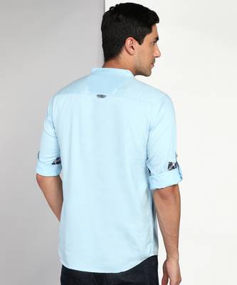 men's blue cotton short casual kurta 2