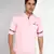 men's baby pink cotton casual short kurta