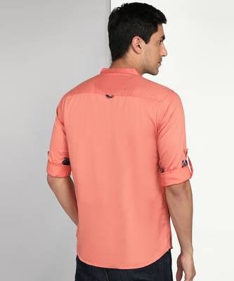 men's copper orange cotton casual short kurta 2