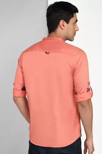 men's copper orange cotton casual short kurta