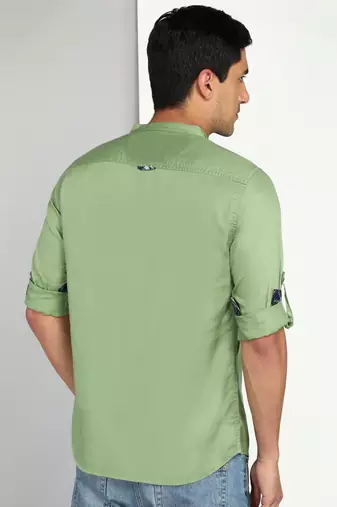 men's apple green cotton casual short kurta