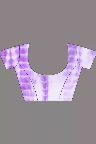 Violet and white shibori printed silk saree