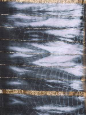 Black and white shibori printed silk saree 4