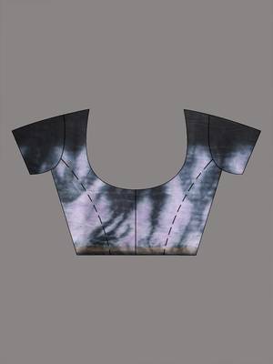 Black and white shibori printed silk saree 5