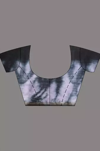 Black and white shibori printed silk saree
