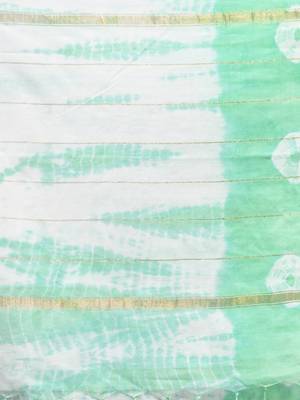 Tea green and white shibori printed silk saree 4