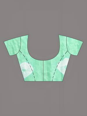Tea green and white shibori printed silk saree 5