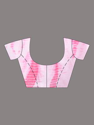 Pink and white shibori printed silk saree 5