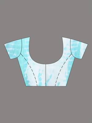 Sea green and white shibori printed silk saree 5