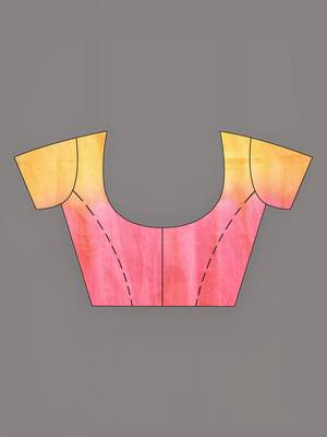 Yellow and flamingo pink silk saree with zari borders 5