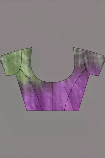 Violet and sap green shibori printed silk saree