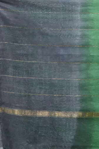 Green and grey shibori printed silk saree