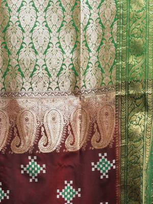Maroon embroidered motifs silk saree with zari borders 4