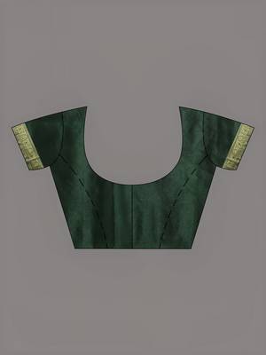 Parrot green embroidered motifs silk saree with zari borders 5