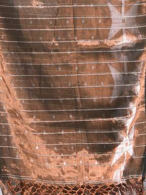 Copper polka dots tissue saree with stripes pallu 4