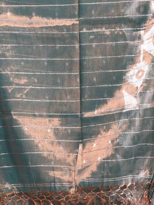 Teal polka dots tissue saree with stripes pallu 4