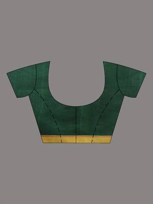 Green cotton saree with stripes pattern 5