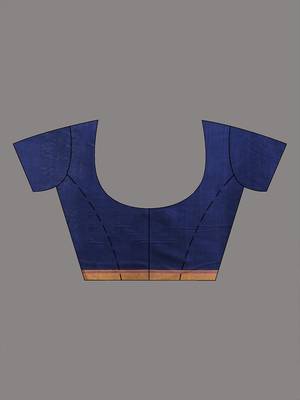 Blue cotton saree with stripes pattern 5