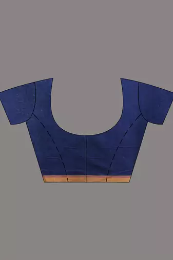 Blue cotton saree with stripes pattern
