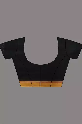 Black cotton saree with stripes pattern