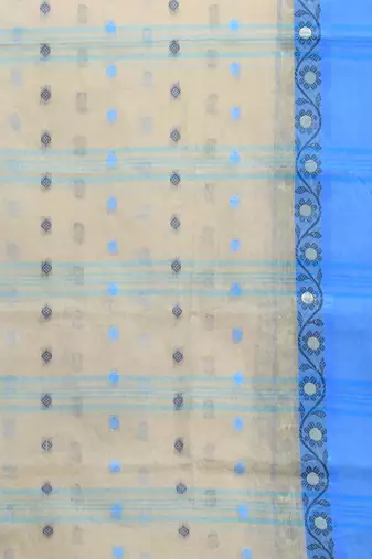 Ecru Pure Cotton Taant Saree With Woven Designs Without Blouse