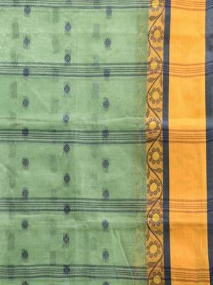 Pista Green Pure Cotton Taant Saree With Woven Designs Without Blouse 4