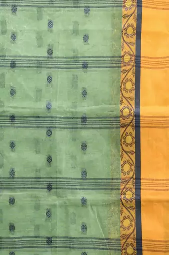 Pista Green Pure Cotton Taant Saree With Woven Designs Without Blouse