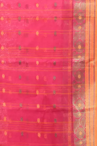 Fuchsia Pure Cotton Taant Saree With Woven Designs Without Blouse
