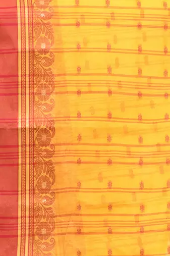 Yellow Pure Cotton Taant Saree With Woven Designs Without Blouse
