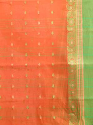 Orange Pure Cotton Taant Saree With Woven Designs Without Blouse 4